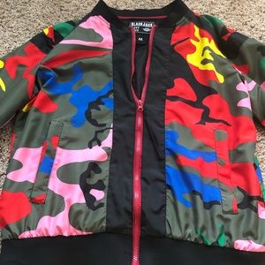Black & Rainbow Camo Bomber Jacket